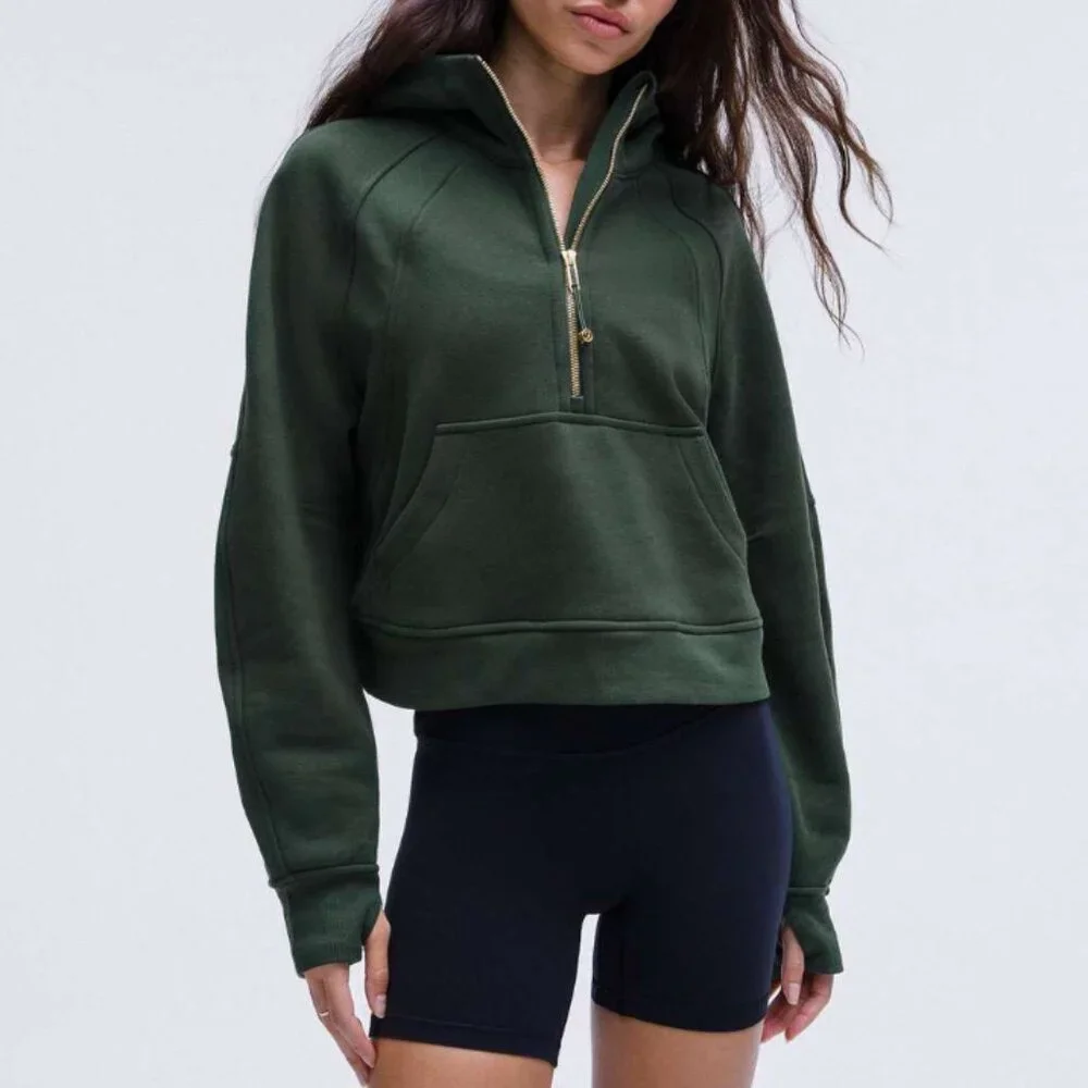 Like New lululemon Scuba Oversized Half-Zip Hoodie, Legacy Green/Gold, Size M/L - Picture 2 of 7